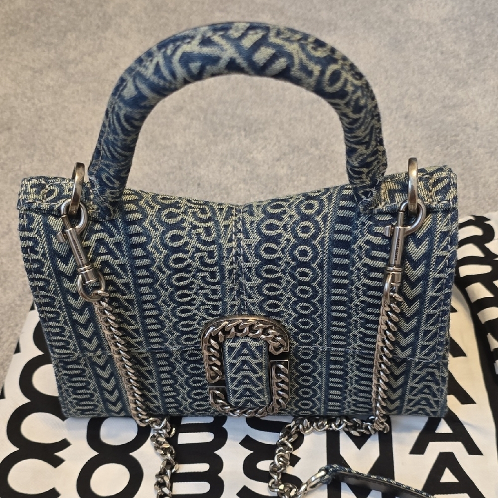 The Washed Monogram Denim St Marc Top Handle Bag